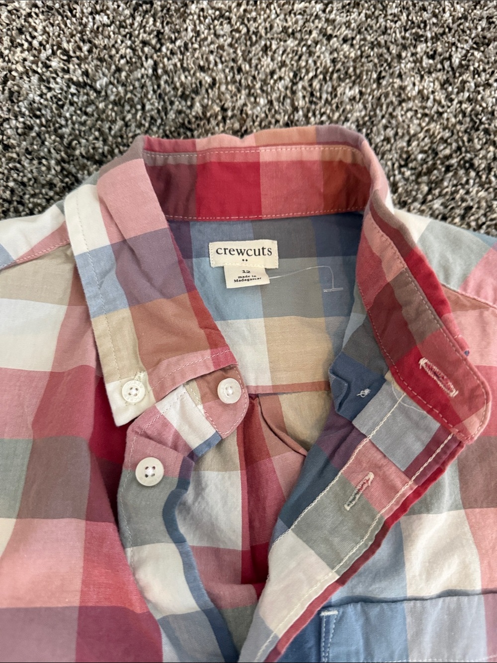 Boys Crewcuts Size 12 Multicolor Plaid Long Sleeve Button-Down Shirt